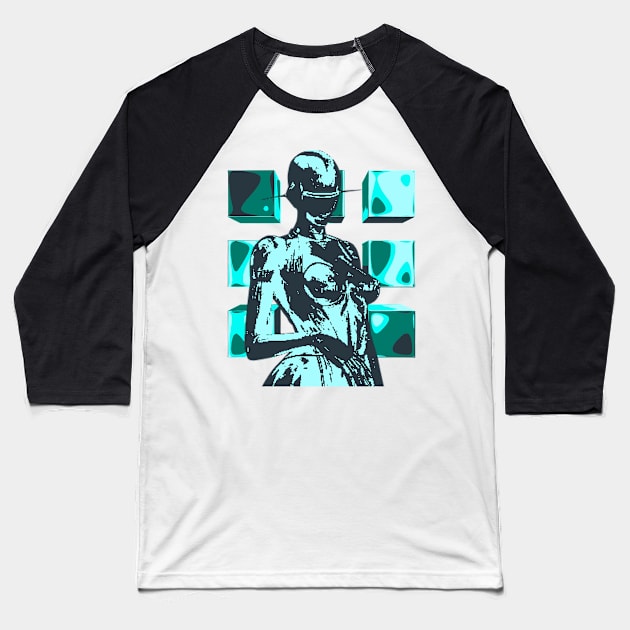 Pixel Cyborg 05 Baseball T-Shirt by RAdesigns